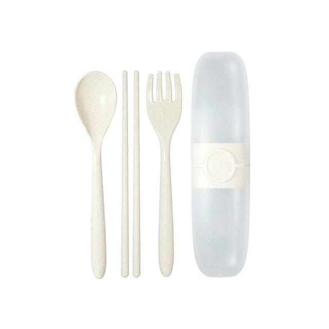 Miniso Kit De Cubiertos Con Estuche Eco Friendly Verdes 18.7 cm 2 Piezas