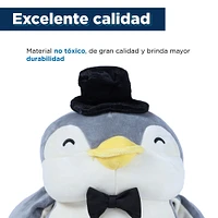 Peluche De Novio Miniso Pingüino Felpa Gris 37 cm