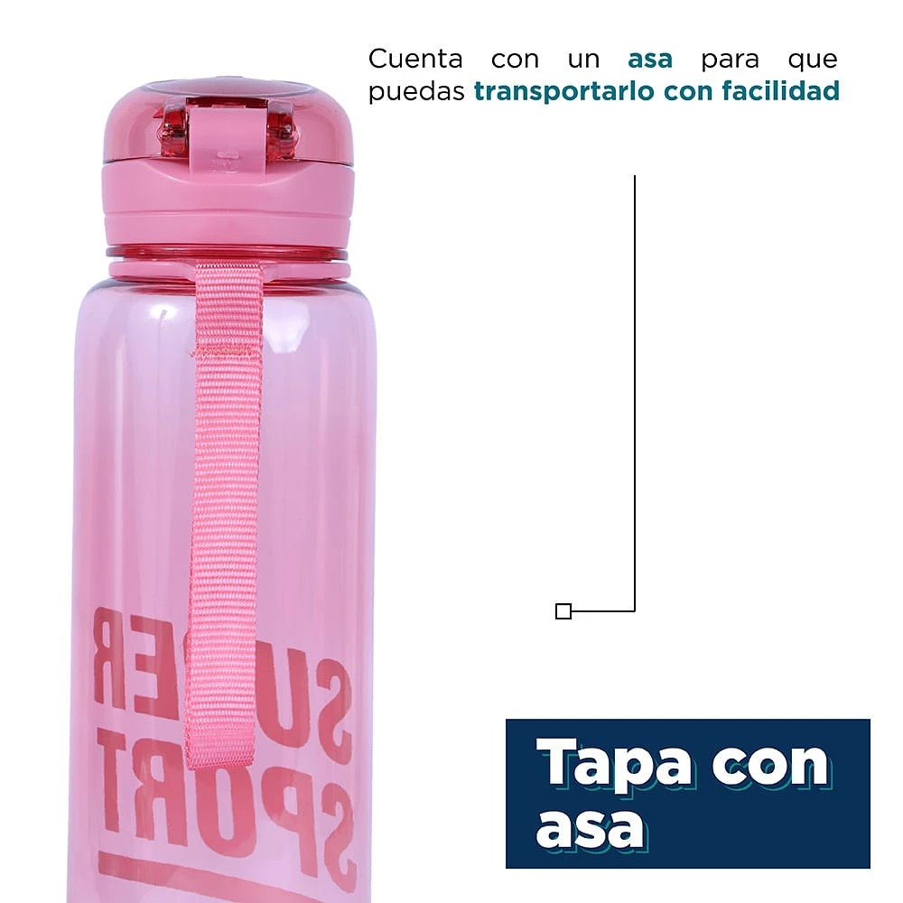 Botella Deportiva Con Tapa De Anillo Tritan Rojo 700 ml