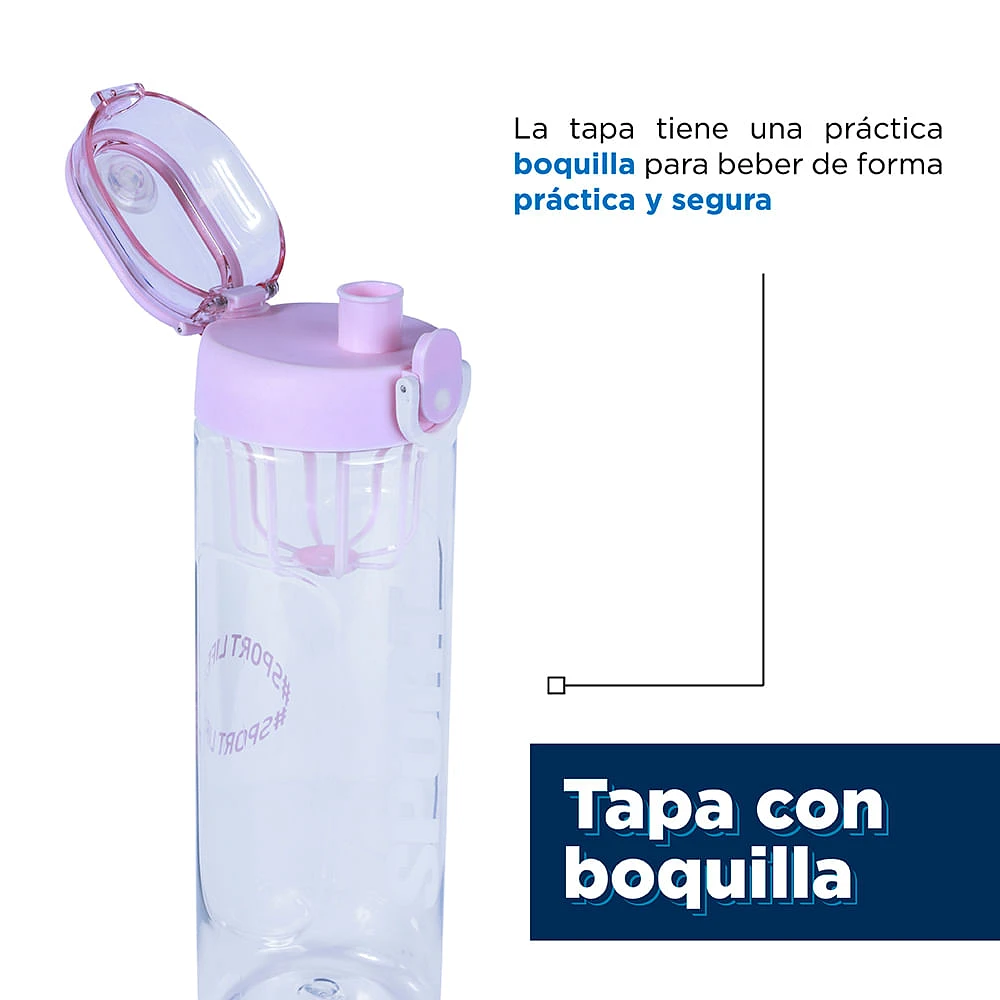 Botella Deportiva Mezcladora Plástico Rosa 840 ml