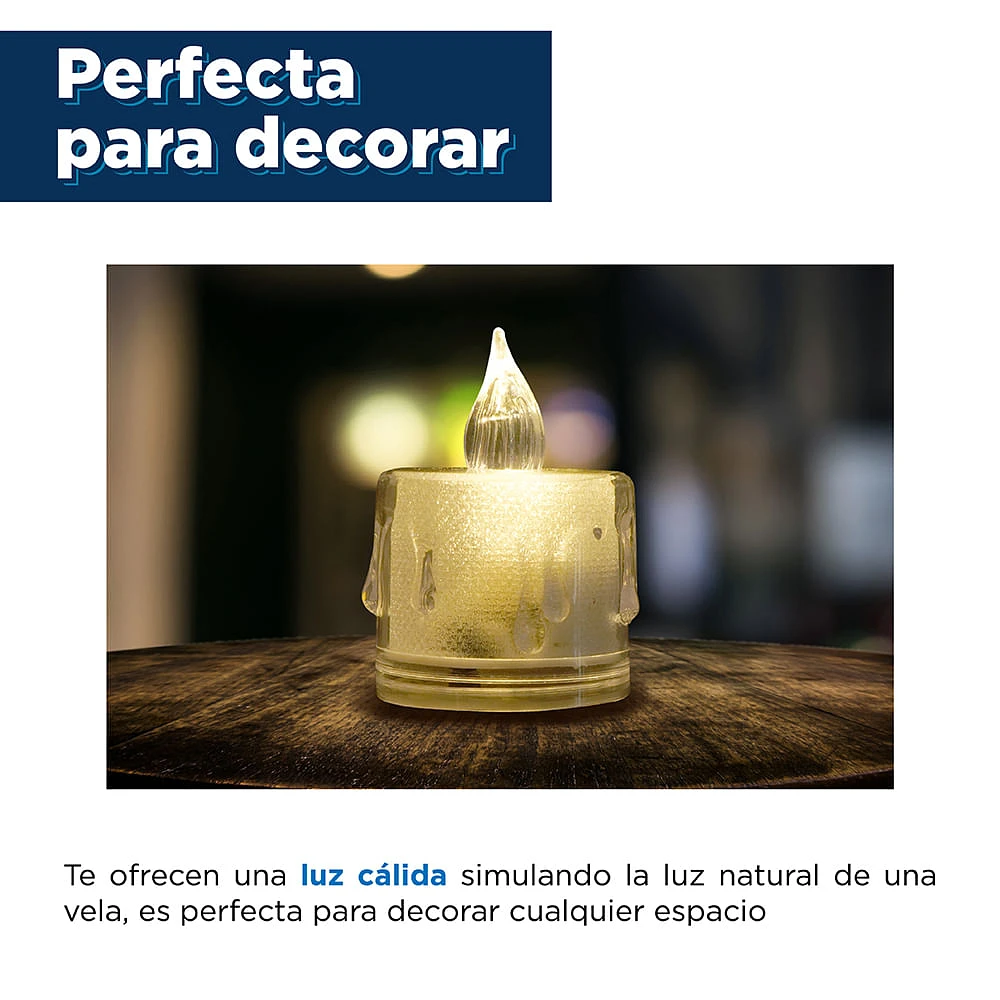 Paquete Mini Velas Led Sintéticas 5x3.5 cm 4 Piezas