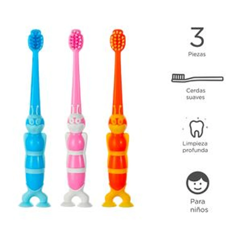 Set Cepillo De Dientes Infantiles Multicolor 3 Piezas