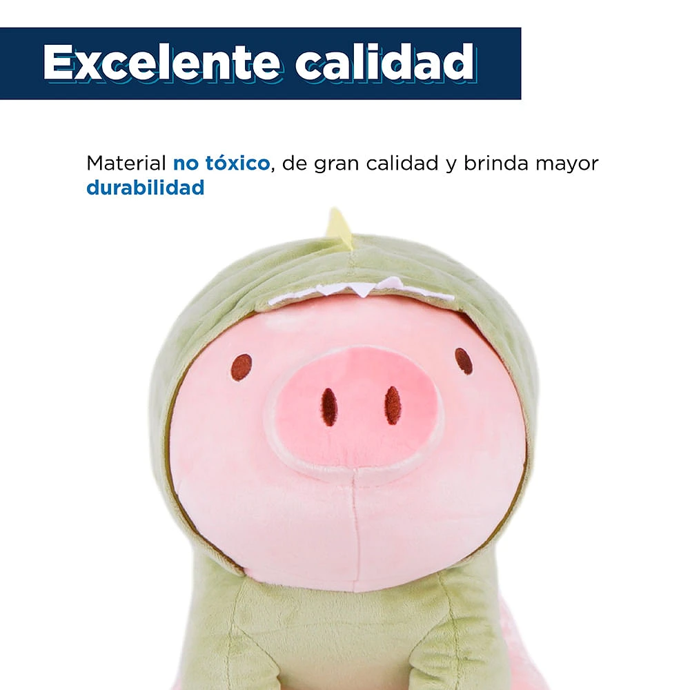 Peluche Con Capucha Miniso Cerdito Felpa 23x20x27 cm