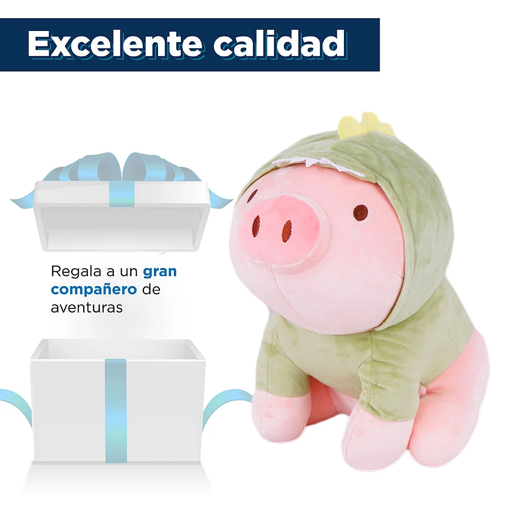 Peluche Con Capucha Miniso Cerdito Felpa 23x20x27 cm