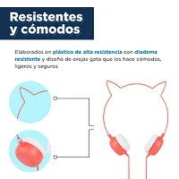 Audífonos De Diadema Con Cable Diseño Con Orejas De Gato Coral