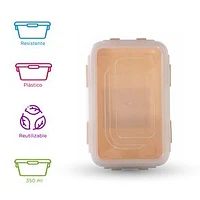 Contenedor Para Alimentos Rectangular Plástico Blanco 350 ml