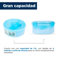 Contenedor Para Ensalada Con Separación         Azul 9.5x16.5 cm 1100 ml