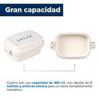 Set De Contenedor Con Cubiertos Con Tapa Y Separador Plástico Beige 19.3X12.8X8.5cm 980 ml 4 Piezas