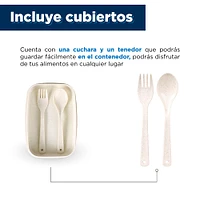 Set De Contenedor Con Cubiertos Con Tapa Y Separador Plástico Beige 19.3X12.8X8.5cm 980 ml 4 Piezas