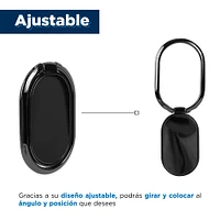 Soporte Para Celular Tipo Anillo Metálico Negro 3x4.5 cm