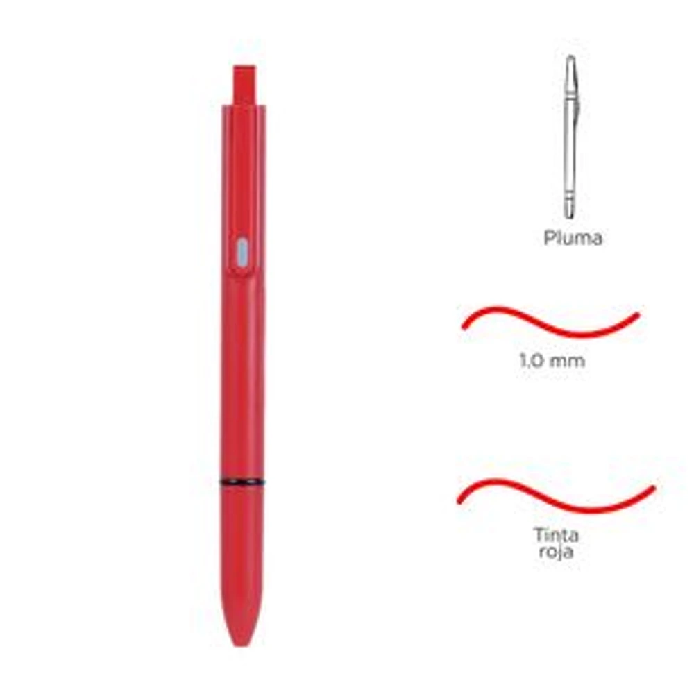 Pluma Retráctil Tinta Roja 1.0 mm