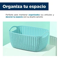 Caja De Almacenamiento Rectangular Tipo Canasta, Trenzado Azul 22.2x15.5x10.7 cm