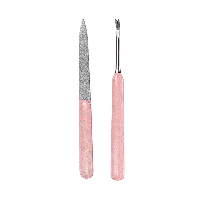 Set De Manicure Lima Y Quita Cutícula, Rosa 2 Piezas