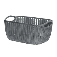 Caja De Almacenamiento Rectangular   De Diseño Trenzado De Plástico Gris 22.2x10.7x15.5 cm