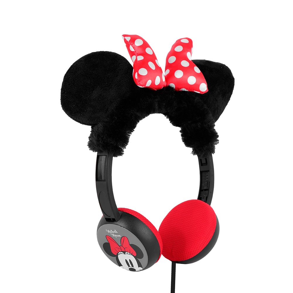 Miniso Audífonos De Diadema Con Cable Disney Minnie Mouse Infantiles Negros  120 cm
