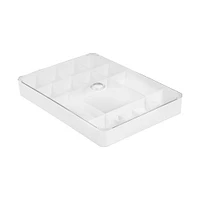 Organizador Delgado Multidivisión con Tapa Transparente Plástico Blanco 26x9.8x5.8 cm