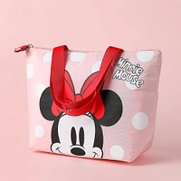 Lonchera Disney Minnie Mouse Tipo Tote Con Lunares Y Rostro Rosa 11X21X31cm