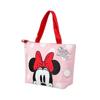 Lonchera Disney Minnie Mouse Tipo Tote Con Lunares Y Rostro Rosa 11X21X31cm