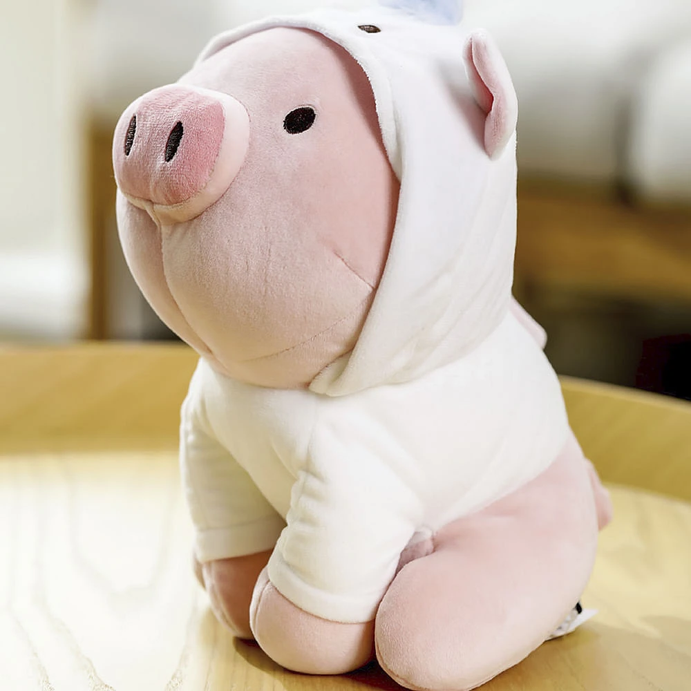 Peluche Miniso Cerdito Con Capucha De Unicornio Felpa 16x26 cm