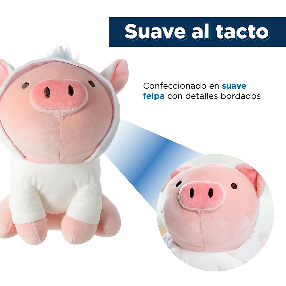 Peluche Miniso Cerdito Con Capucha De Unicornio Felpa 16x26 cm