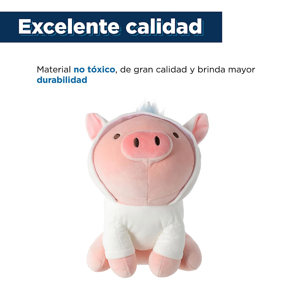 Peluche Miniso Cerdito Con Capucha De Unicornio Felpa 16x26 cm