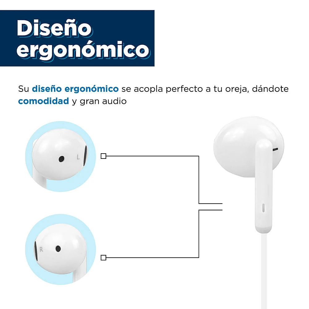 Audífonos De Cable 3.5 mm Blancos 120 cm