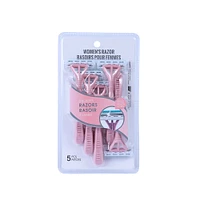 Paquete Rastrillos Desechables Para Mujer 3 Hojas Acero Inoxidable Rosas 12 cm 5 Piezas