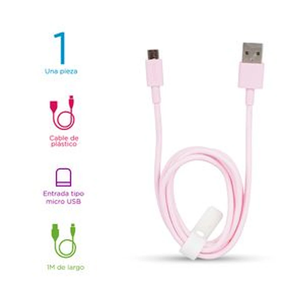 Cable De Datos USB A USBC 2.4 A TPE Flexible Rosa 1 m