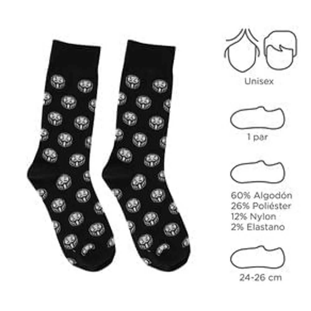 Calcetines Para Hombre Moneda Negro 24-26CM