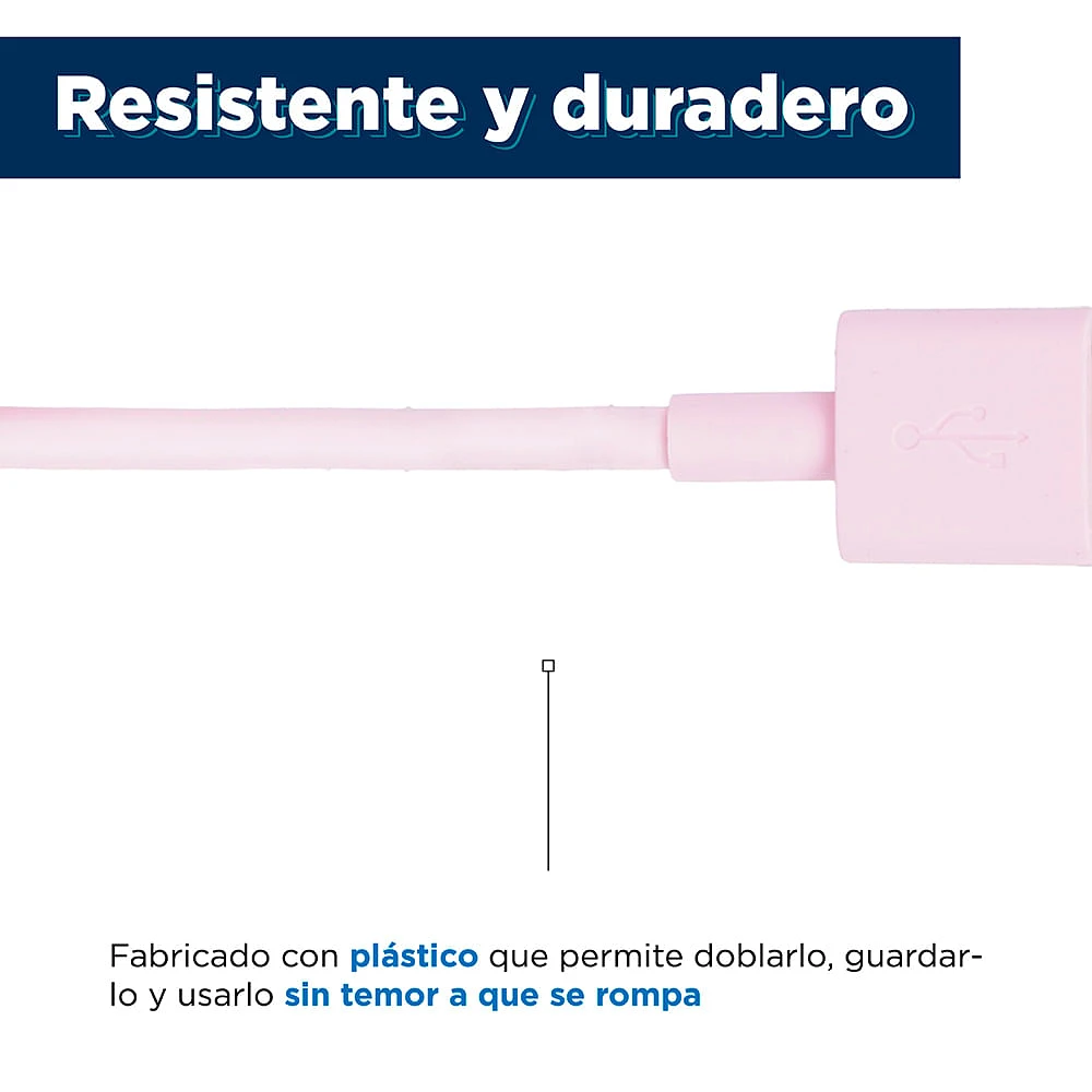 Cable De Datos USB A USBC 2.4 A TPE Flexible Rosa 1 m