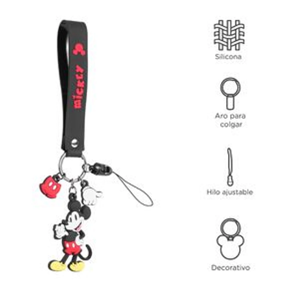 Accesorio Decorativo Para Celular Disney Mickey Mouse Silicona Negro 22 cm