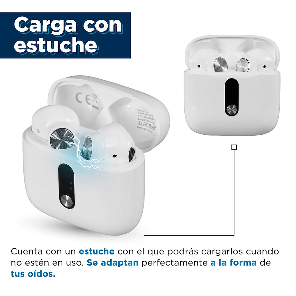 Audífonos Inalámbricos Con Estuche De Carga TWS Blancos 3.5 cm