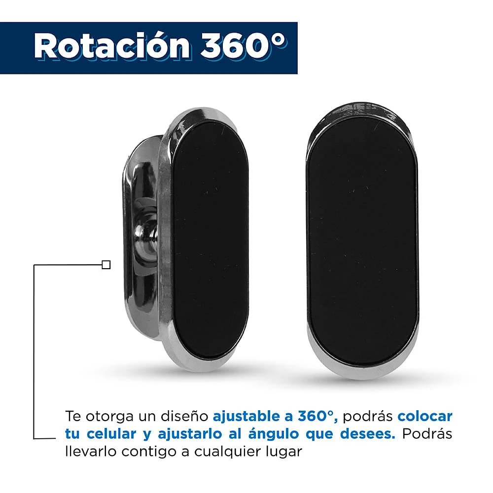 Soporte De Celular Para Auto Metálico Plateado 6x2.5 cm Magnético