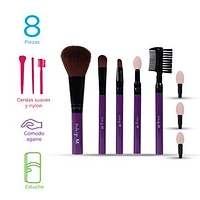 Kit Brochas De Maquillaje Moradas 11.5 cm 5 Piezas