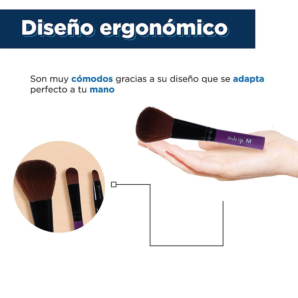 Kit Brochas De Maquillaje Moradas 11.5 cm 5 Piezas