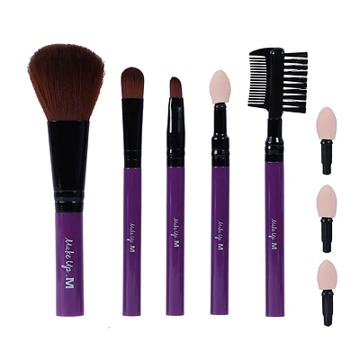 Kit Brochas De Maquillaje Moradas 11.5 cm 5 Piezas