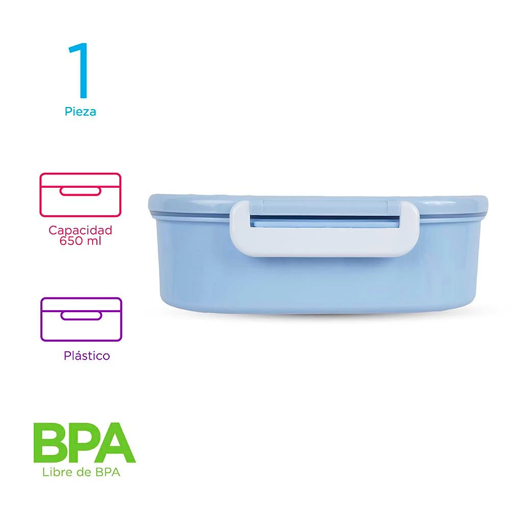 Contenedor Para Comida Con División We Bare Bears Polar Plástico Azul 17.7x5.7 cm 650 ml