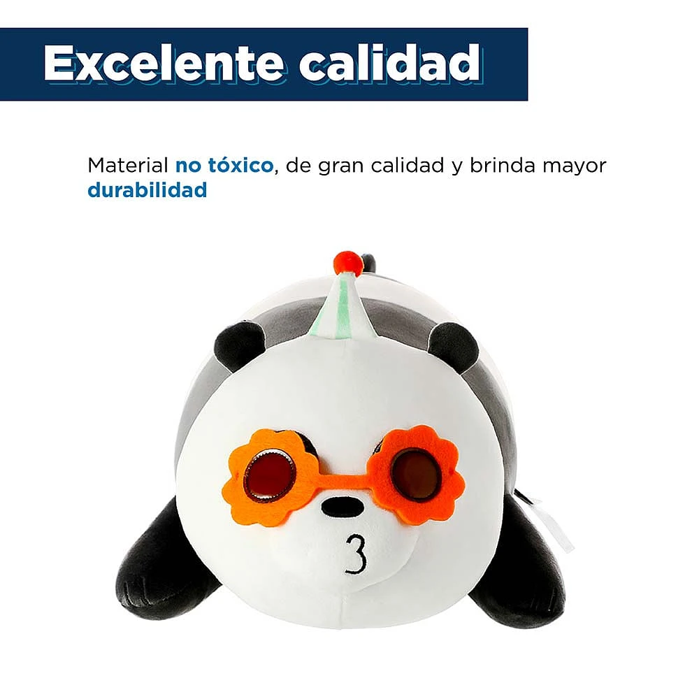 Peluche  Con Lentes We Bare Bears Panda Negro 38 cm