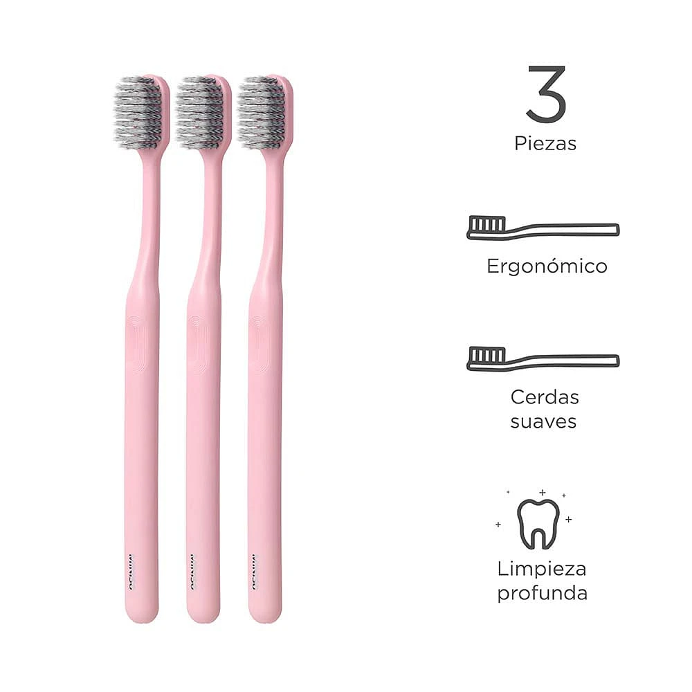 Paquete De Cepillos Dentales Rosa 18.5 cm 3 Piezas