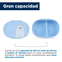 Contenedor Para Comida Con División We Bare Bears Polar Plástico Azul 17.7x5.7 cm 650 ml