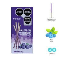 Palitos De Galleta Con Cobertura Sabor Mora Azul Cubiertos Con Crema De Mora Azul, 30 gr