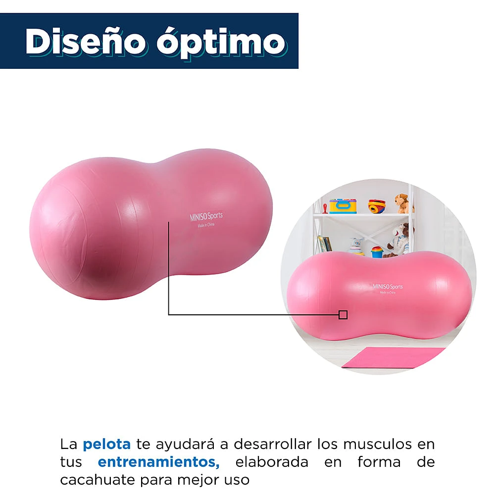 Pelota De Yoga Infantil En Forma Ovalada PVC  Rosa 45x90 cm