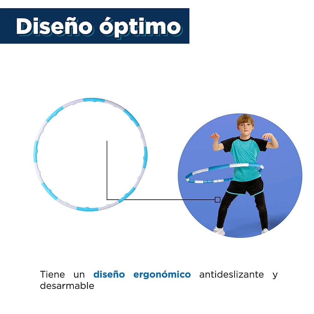 Hula Hoop Desmontable Infantil Plástico Azul Con Blanco 78 cm