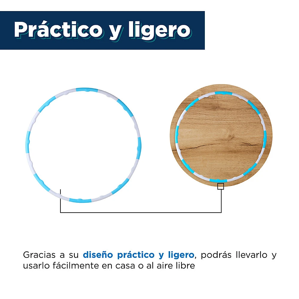 Hula Hoop Desmontable Infantil Plástico Azul Con Blanco 78 cm