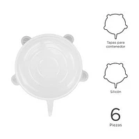 Set De Tapas Para Contenedores De Alimento Silicona 65 mm, 95 mm, 115 mm, 145 mm, 165 mm, 210 mm 6 Piezas