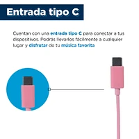 Audífonos De Cable Tipo C Rosas 120 cm