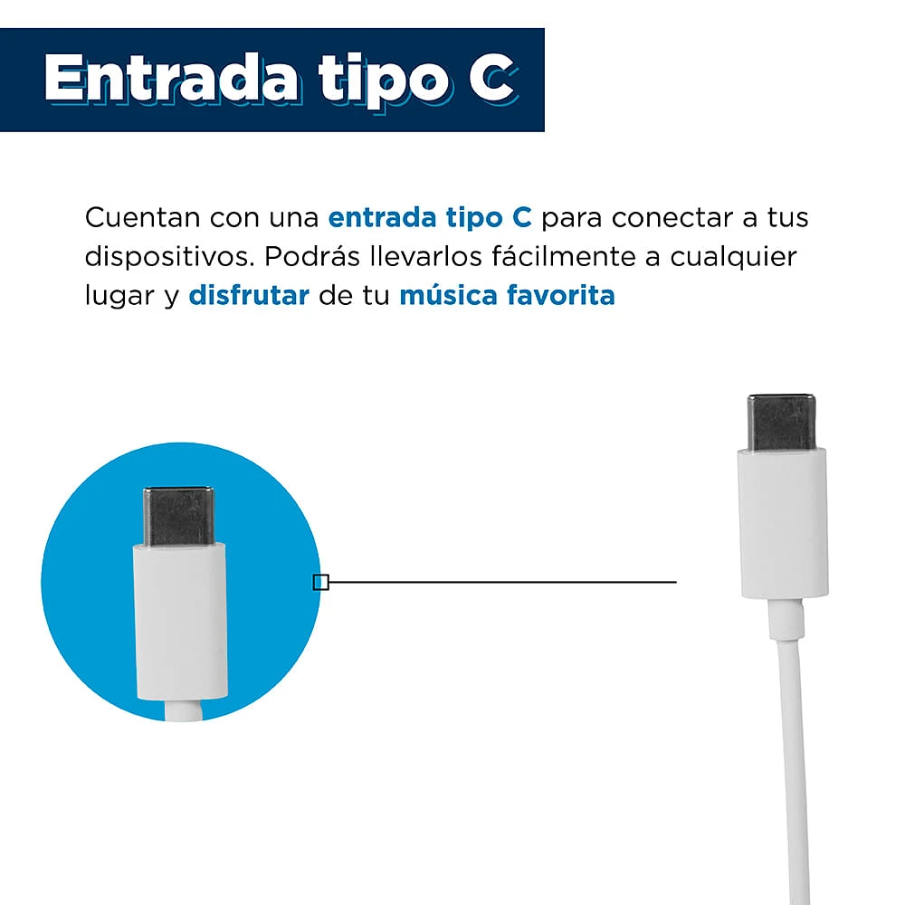 Audífonos De Cable Tipo C Blancos 120 cm