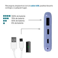 Batería Portátil Power Bank Micro Y Tipo C Lila 9x6.3x1.2 cm 5000 mAh