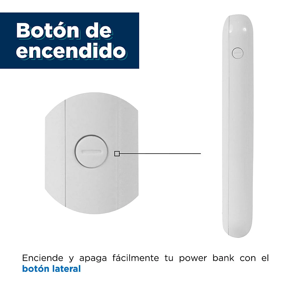 Batería Portátil Power Bank Micro Y Tipo C Blanca 9x6.3x1.2 cm 5000 mAh