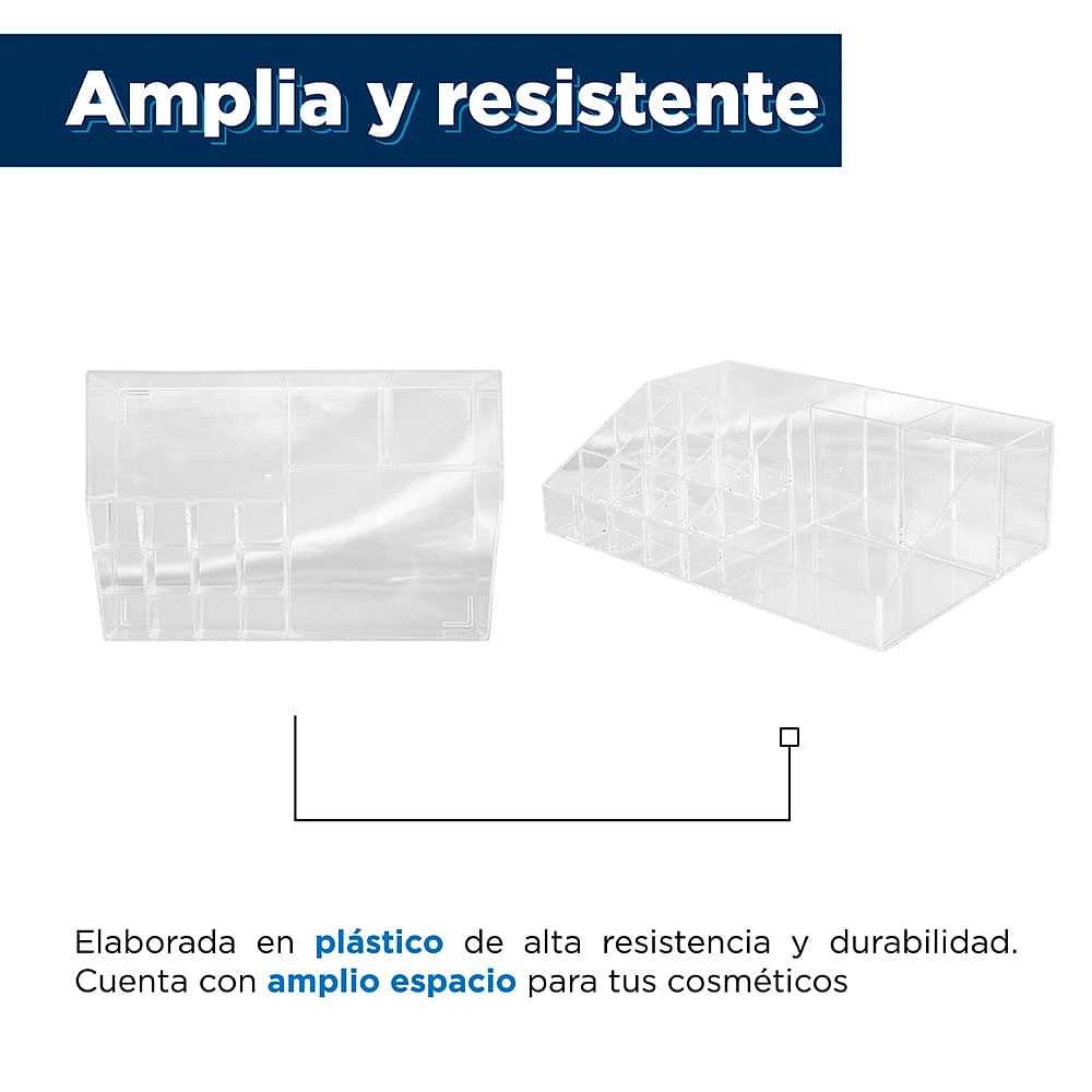 Organizador Para Cosméticos Multigrid Grande Plástico Transparente 25.9X17.6X8.3CM